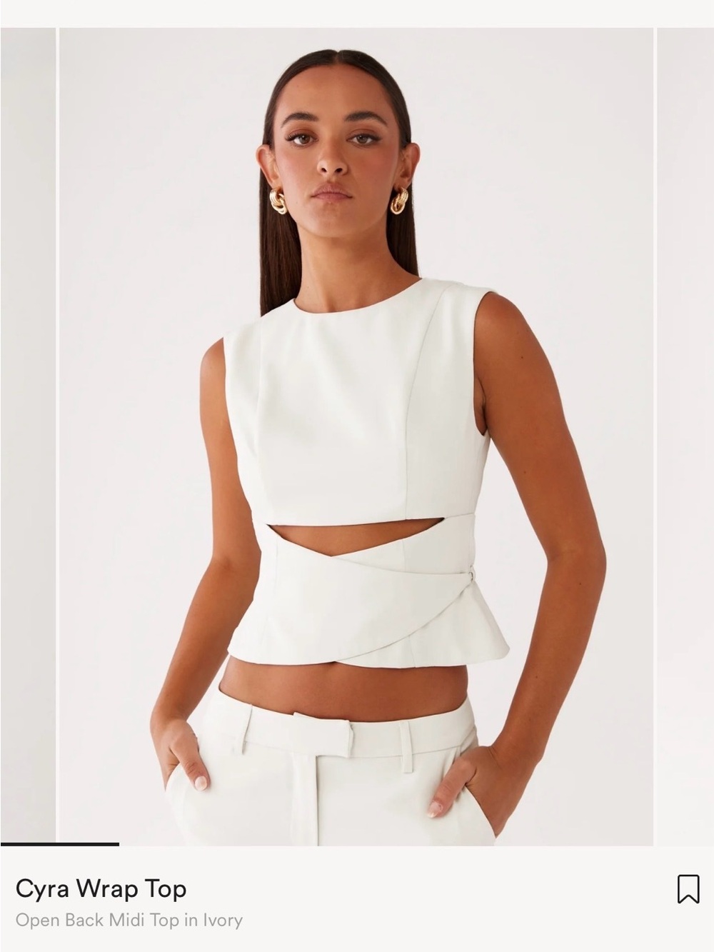 Peppermayo Ivory Cutout Wrap Crop Top